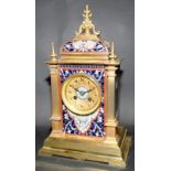 Stunning antique brass and enamel French striking mantel clock. Signed S O'Neill Ltd Belfast to