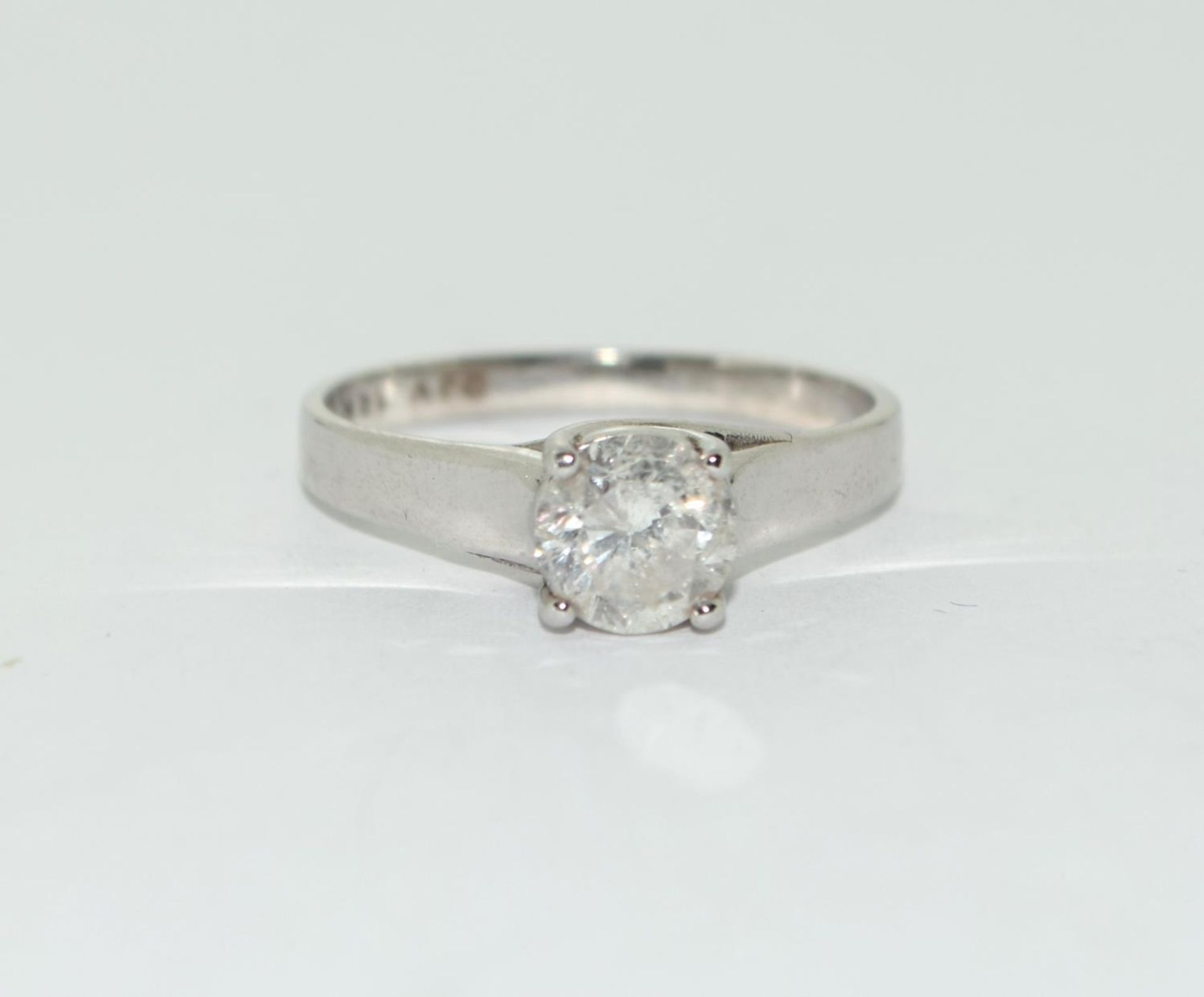 14ct white gold ladies diamond solitaire ring approx 1ct size M