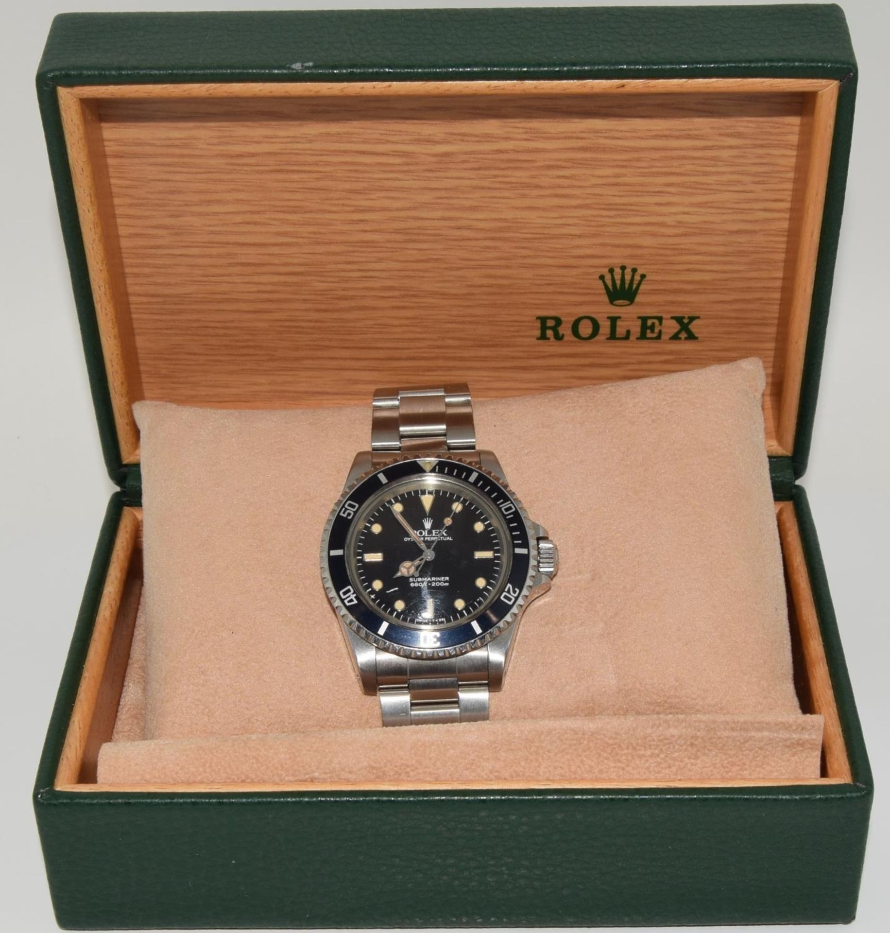 1985 Rolex Submariner 5513, black dial and bezel (5512 case back) Box, No papers. (ref 46)