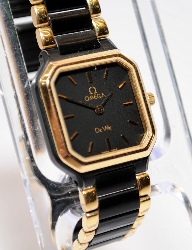 Omega De Ville ladies quartz watch. Black enamel and gp bracelet. Battery fitted and working fine. - Image 2 of 5