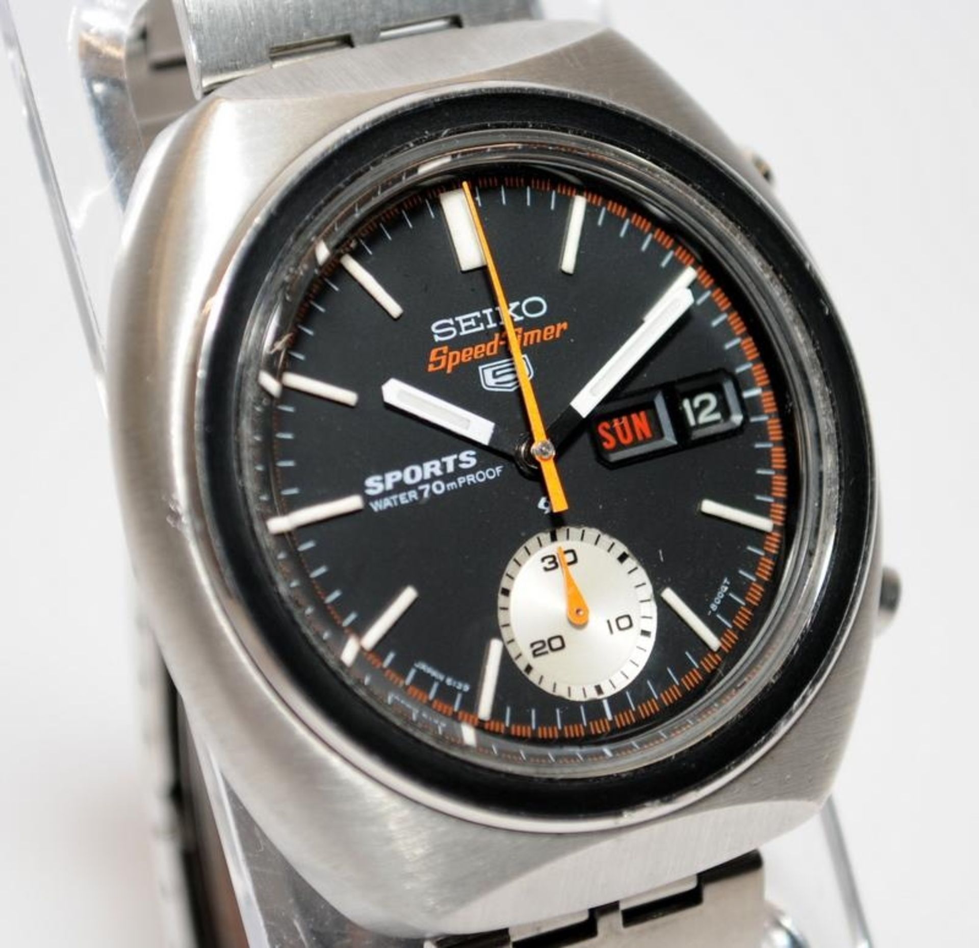 Vintage Seiko 5 Speed Timer gents automatic chronograph model ref 6139-8002, serial number dates - Image 2 of 4