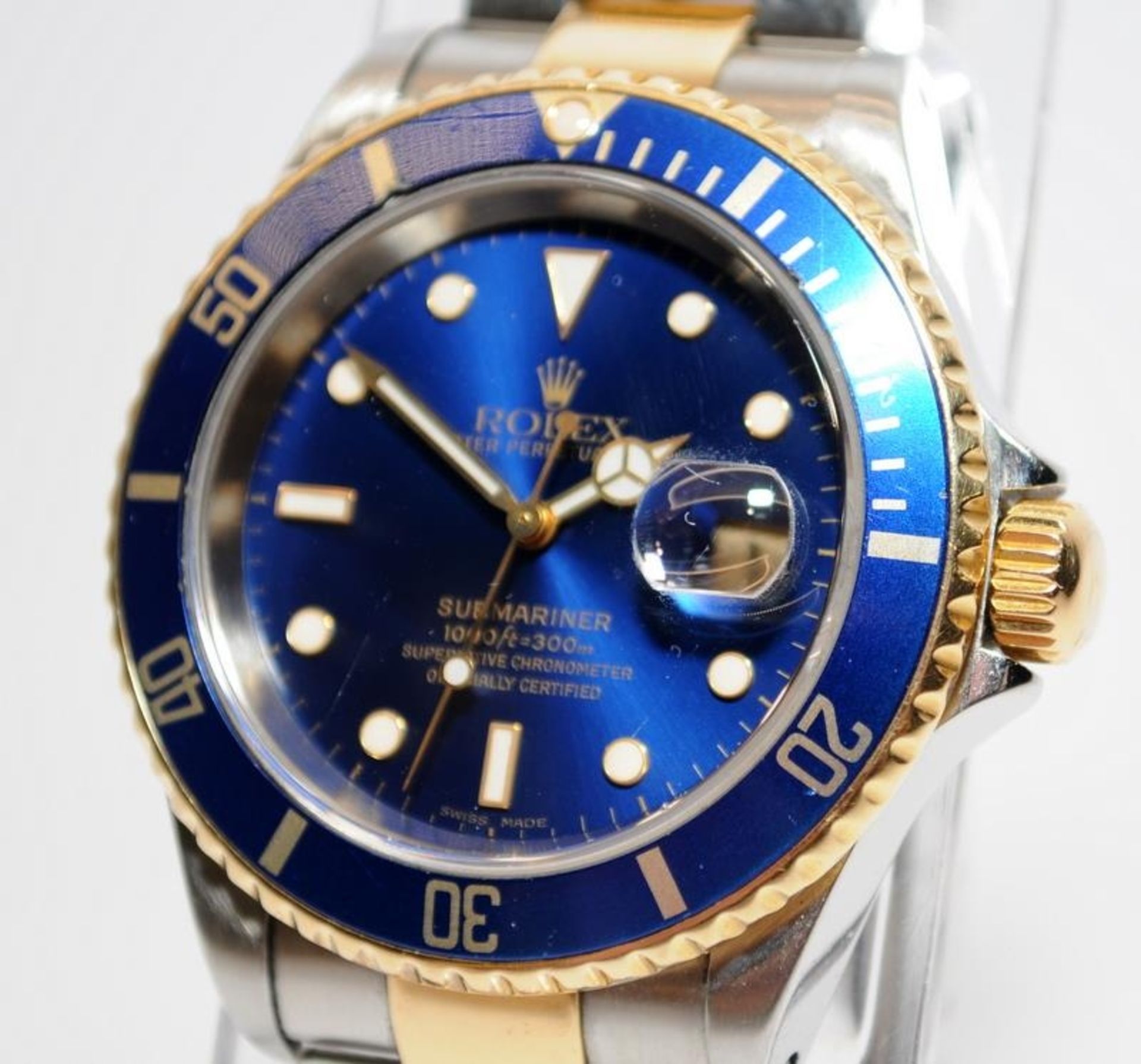 Gents Rolex Oyster Perpetual Date Submariner automatic chronometer, model number 16613. Blue dial - Image 3 of 7