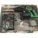 Hitachi DH 240DVA Hammer drill with battery and charger in case.