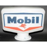 Vintage Mobil branded petrol pump glass globe made by Webbs Crystal Glass Co Ltd. Damage to one