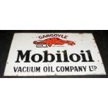 Vintage large enamel sign advertising Mobiloil Gargoyle Vacuum Oil Company Lyd. 114cms x 77cms