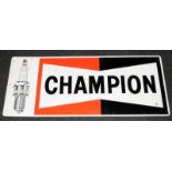 Vintage Champion Spark Plugs enamel advertising sign. 92cms x 38cms