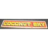 Vintage large wooden sign 'Coconut Shy'. 150cms x 30cms