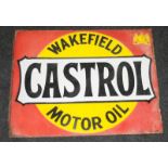 Vintage double sided Castrol Wakefield Motor Oil enamel advertising sign. 50.5cms x 41cms