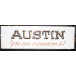 Rare Austin 'You Can Depend On It' illuminated advertising sign with 3D lettering. Was working