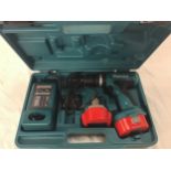 Makita 8280D Cordless Hammer Drill Driver, Battery, Charger in case.