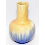 Ruskin England blue/cream crystalline glaze vase impressed mark 1932 to base. 18.5cms tall (21)