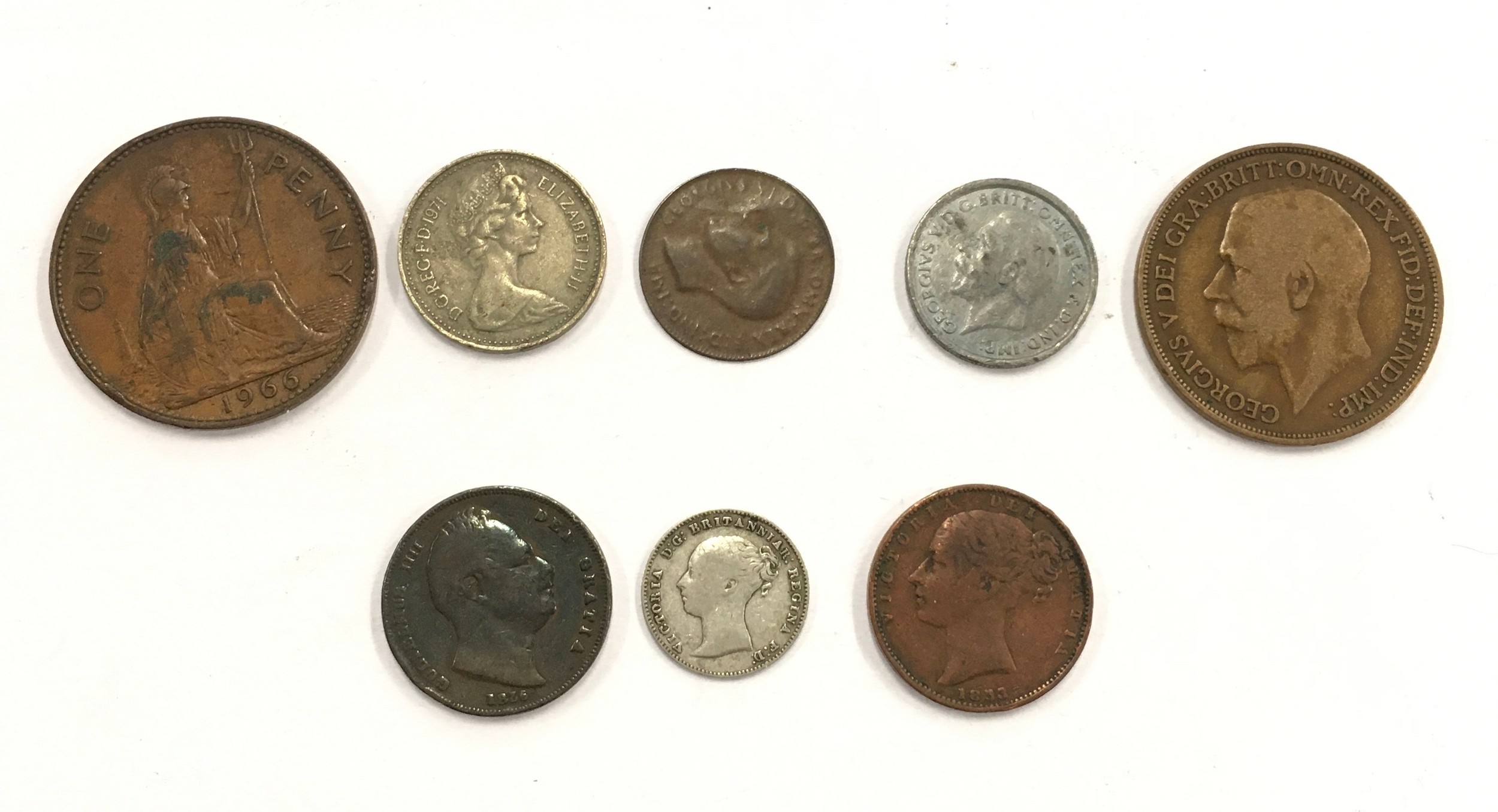 Small collection of 3 English overstamped date coins and 5 other interesting coins. - Image 2 of 3