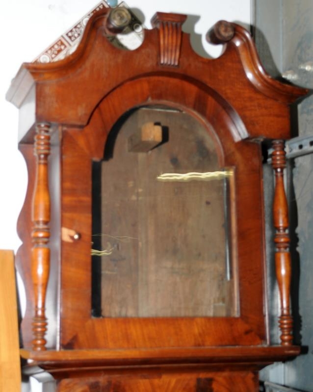 Superb quality antique long case striking clock with flame mahogany case, original hand blown - Image 6 of 16