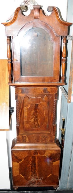 Superb quality antique long case striking clock with flame mahogany case, original hand blown - Image 2 of 16