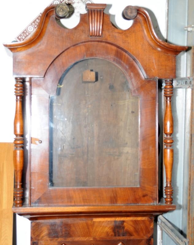 Superb quality antique long case striking clock with flame mahogany case, original hand blown - Image 3 of 16