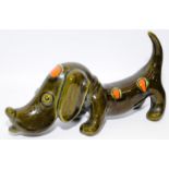 Mid century Trentham Pottery Dachshund/sausage dog, 22cms across (36)