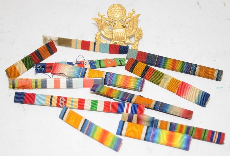 Collection of WW1 and WW2 medal ribbon bars including ASfrica Star with 8th army cypher. Lot