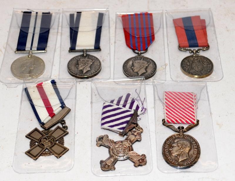 Collection of British military quality copy medals. Includes Distinguished Conduct Medal, Free Czech