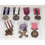 Collection of British military quality copy medals. Includes Distinguished Conduct Medal, Free Czech