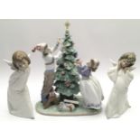 Lladro Christmas "Tableau" together 2 LLadro Angels