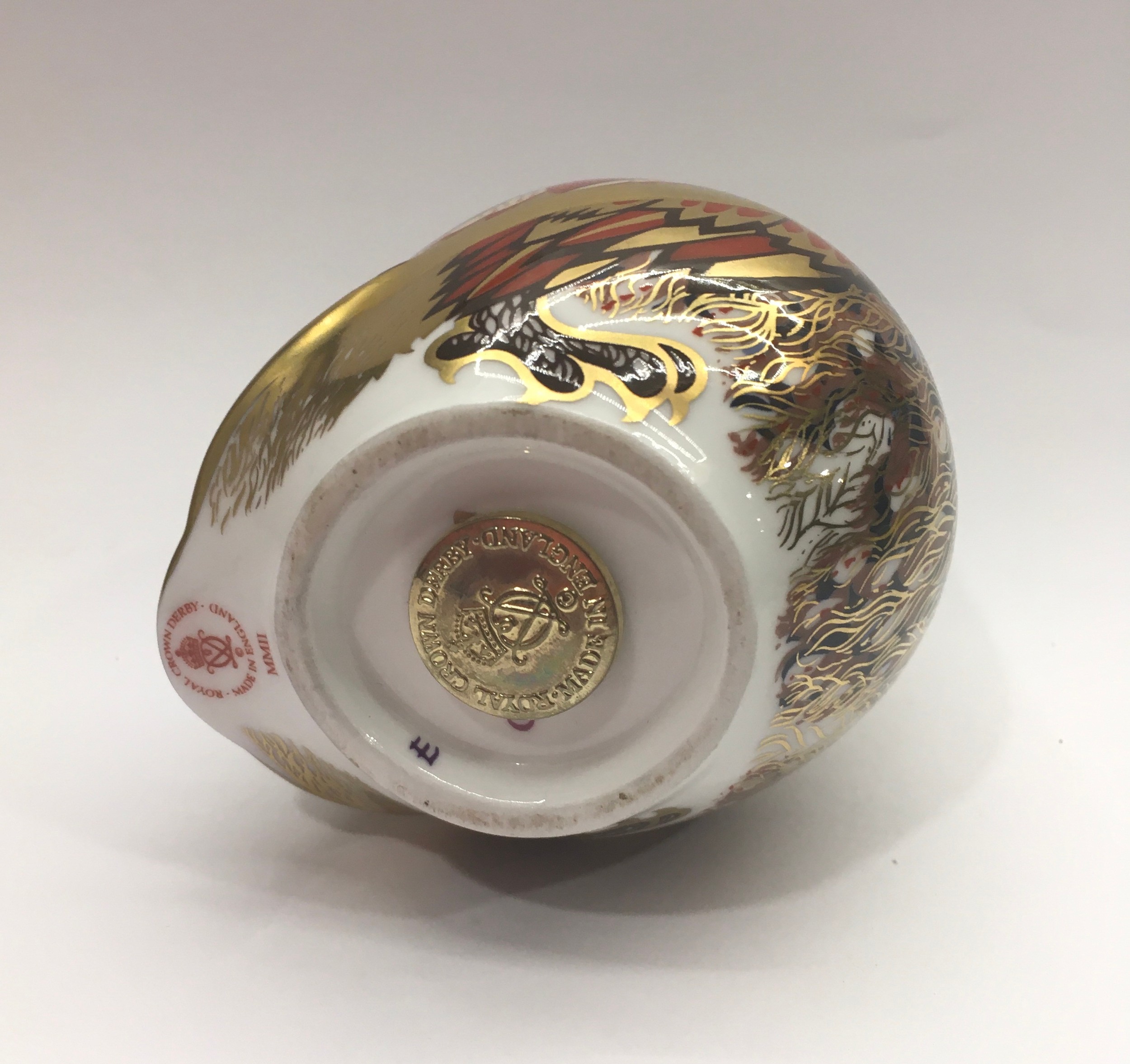 Royal Crown Derby paperweight: Little Owl, 1998, with gold stopper, unboxed. - Image 4 of 4