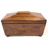 Antique rosewood sarcophagus tea caddy.