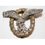 WW2 Luftwaffe Pilot Observer award with diamonds, official dress copy. Possible replica, examine