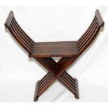 Vintage hardwood military campaign style 'X' folding chair