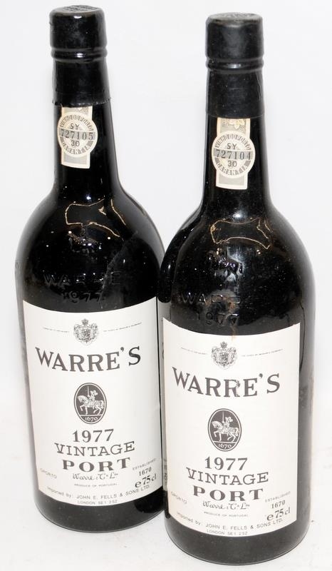 Two bottle of Warre's Port 1977 vintage. Good condition bottles with seals intact