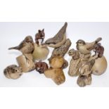 Poole Pottery qty of stoneware animals to include Nuthatch, frog plus others (10)