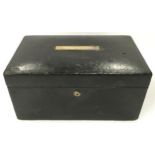 Victorian black dispatch box by Jenner & Knewstub to the queen, the top inscribed W R Carthorne,