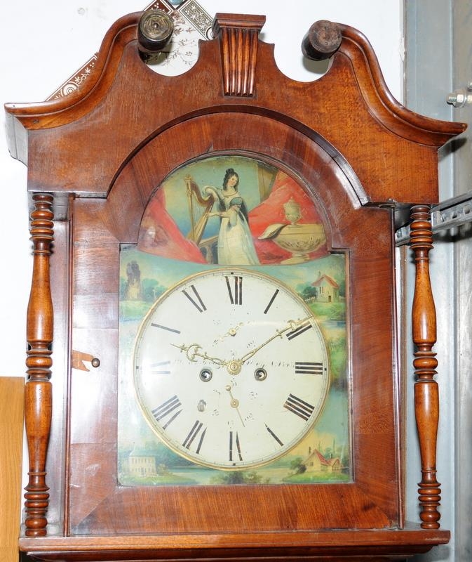Superb quality antique long case striking clock with flame mahogany case, original hand blown - Image 15 of 16