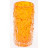 Vintage Whitefriars Glass tree bark vase in tangerine colourway. 16cms tall (20)