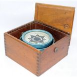 Large cased vintage french gimbal compass signed CH. Blanchetti Ben Marseille Fabricant. O/all