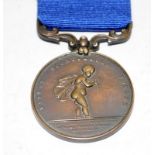 Royal Humane Society Medal. Life saving/bravery medal. Un-named. Bronze medal version with correct