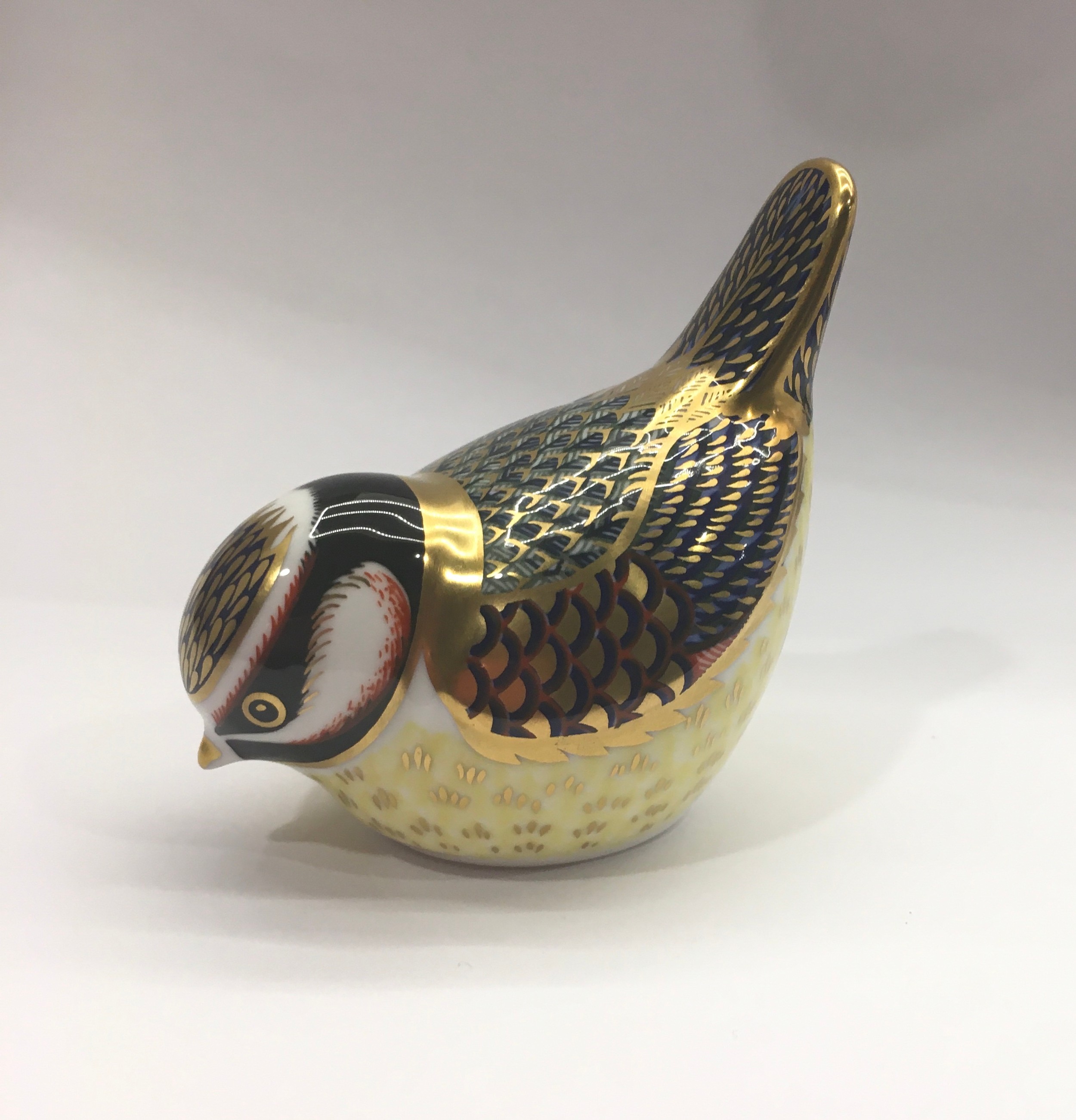 Royal Crown Derby paperweight: Blue Tit, 1994, with gold stopper, unboxed.