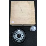 John Lilley & Gillie Ltd Ocean gyroscopic gimble compass with extra fluid and wooden case.