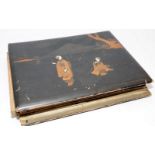 Antique Oriental album with lacquered boards containing a good number of early 20th century hand