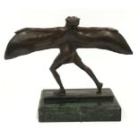 An impressive Art Deco style bronze female figure signed on marble base.