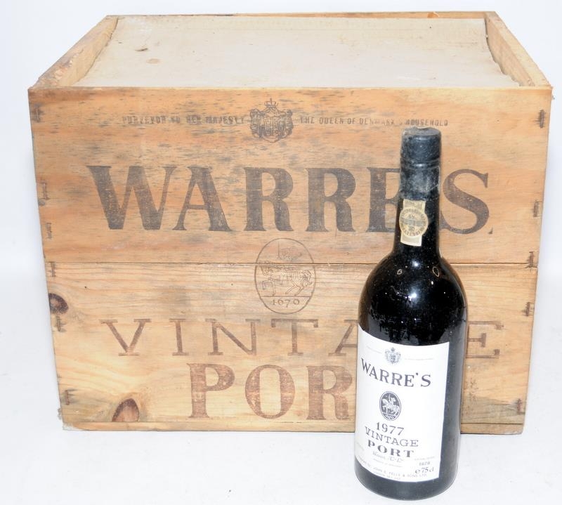 Bottle of Warre's Port 1977 vintage together with a wooden Warre's 1977 vintage port crate capable