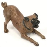 A cold painted bronze figure of a dog.
