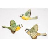 Set of three Beswick blue tit wall plaques ref 705/6/7