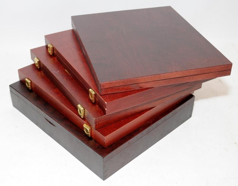 Collection of wooden specimen coin storage boxes, five in lot