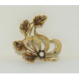 Superb 18ct gold Sapphire and Pearl brooch full hallmark with original purchase receipt back to 2002