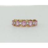 9ct gold ladies Pink Tourmaline and diamond ring size N