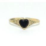 9ct gold ladies Heart shape sapphire ring size N