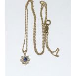 9ct gold sapphire pendant necklace