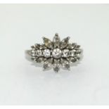 925 silver flower design ring. Size Q.