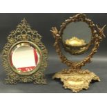 19th century brass framed mirror together with a gilt metal table mirror (Ref 15).