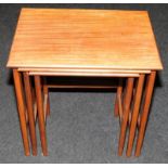 Nest of 3 Danish teak tables set on tapering legs 54x54x40cm largest